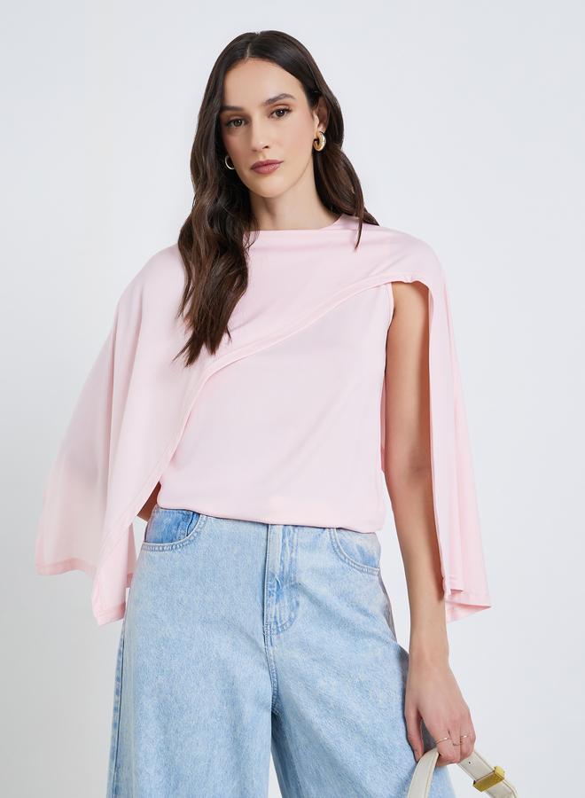 Styli Women Pink Shawl Detail Knit Top - Image 3